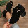 2025 New Women Sandals Chunky High Heels Open Peep Toe Women Shoes Buckle Back Zipper