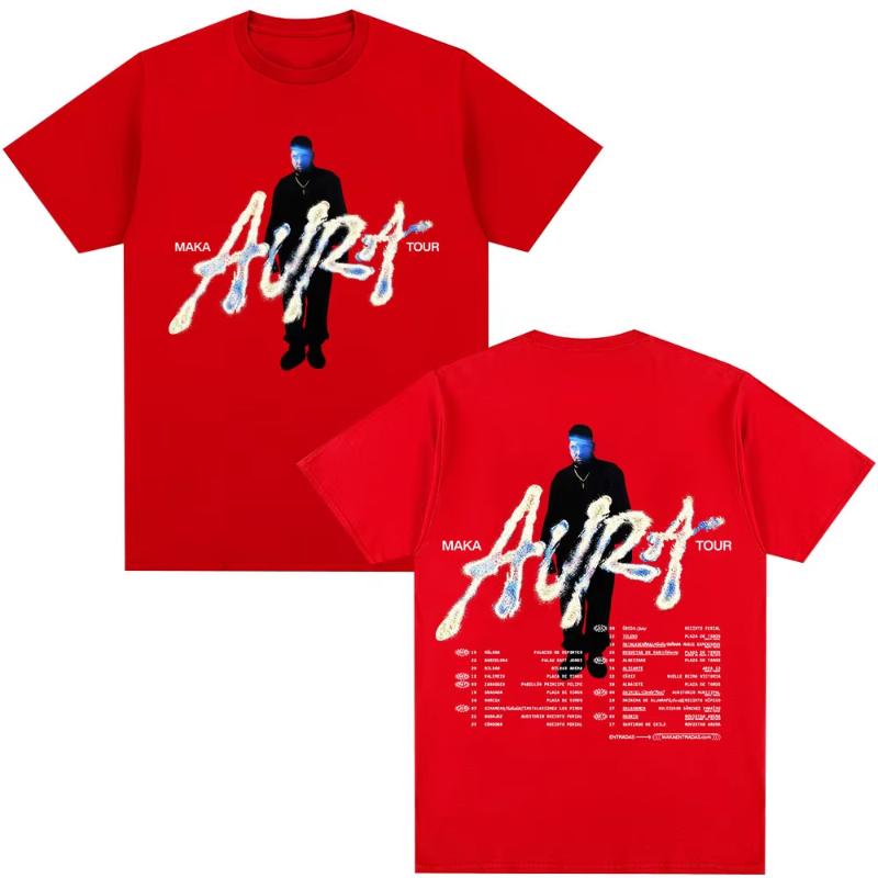 Rapper Maka Aura 2025 Concert Tour Merch Tshirts Unisex Women Fashion Vintage Tshirt Casual Cotton Short Sleeve Tshirt Streetwear