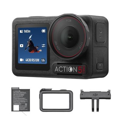 DJI Экшн-камера Osmo Action 5 Pro Essential Компактная с изображением объекта Двойной OLED Спортивная носимая видеокамера [Эксклюзив Amazon] Комбо, 1/1,3-дюймовая