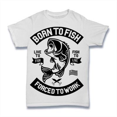 Футболка Born To Fish. Футболка премиум-класса из 100% хлопка, НОВАЯ