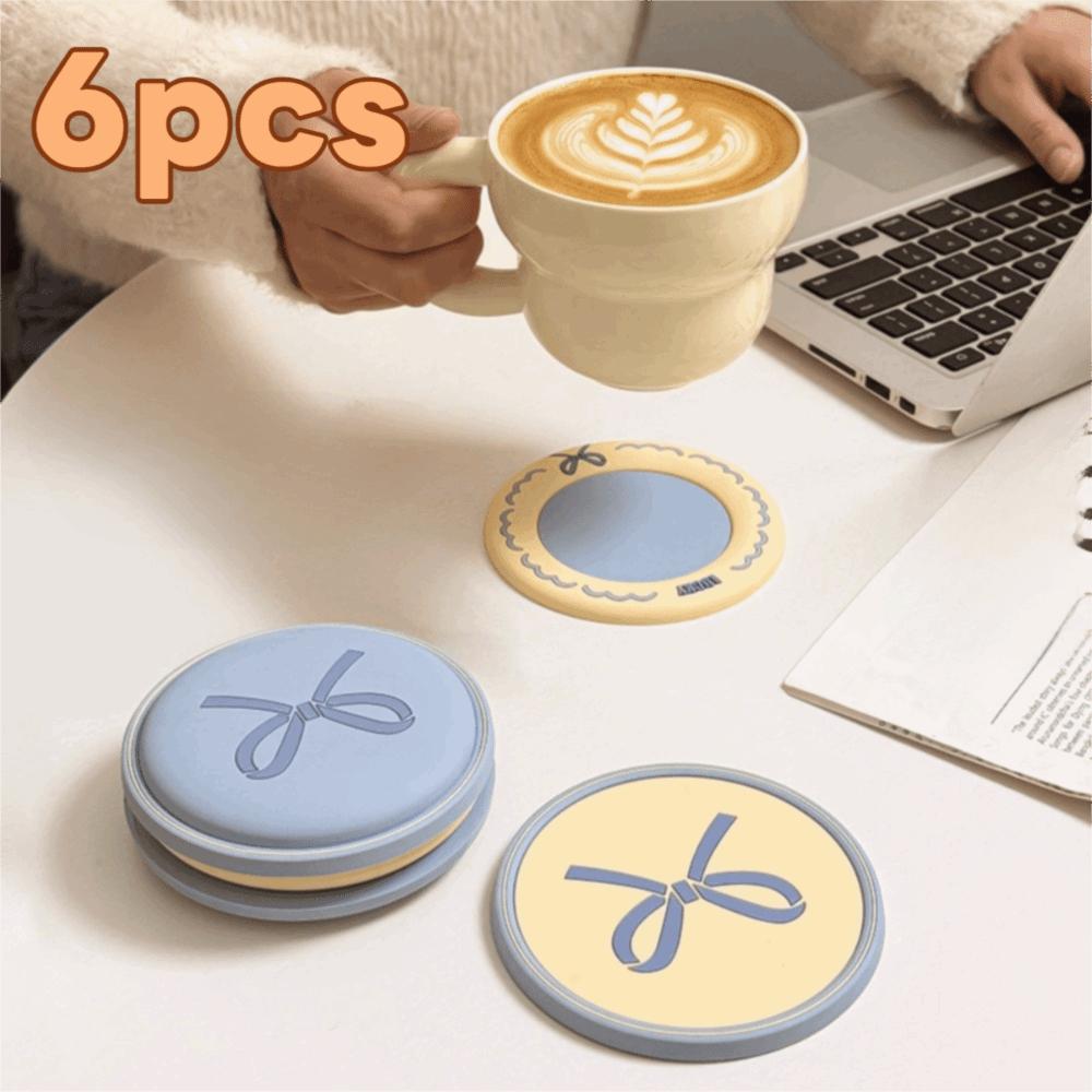 6 Piece Heat-resistant Macaroon Coaster Set Non-slip Drink Pad Household Cup Mat  Study