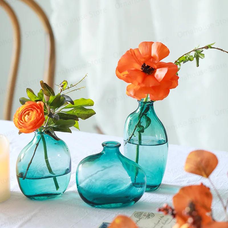 Nordic Transparent Glass Vase Small Irregular Hydroponic Vases Fresh Flowers Green Plants Flower Arrangement Ornaments