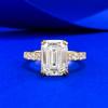 High Carbon Diamond 9 * 12Mm Rectangular White Diamond Rock Sugar Ring