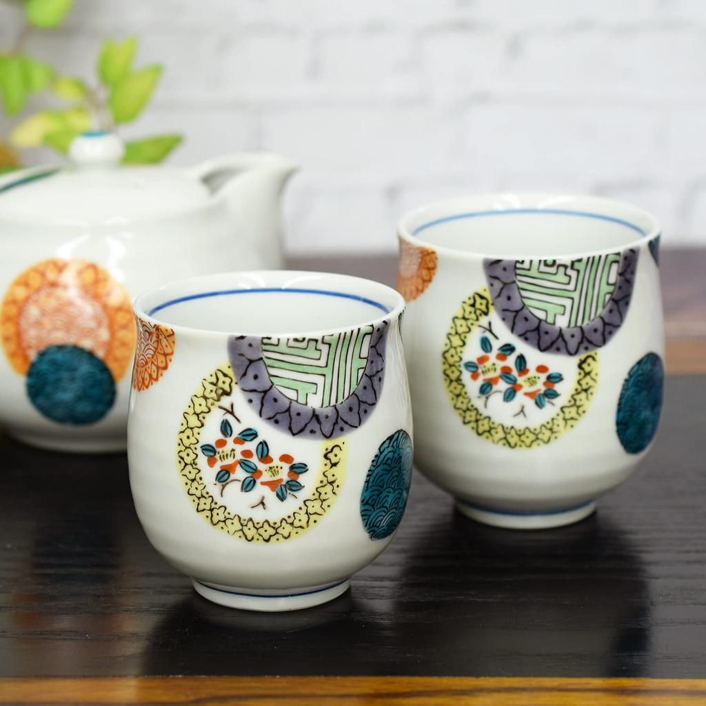 Набор из пары чашек и чайников Kutani ware цветная круглая керамика с узором японская посуда сделано в Японии