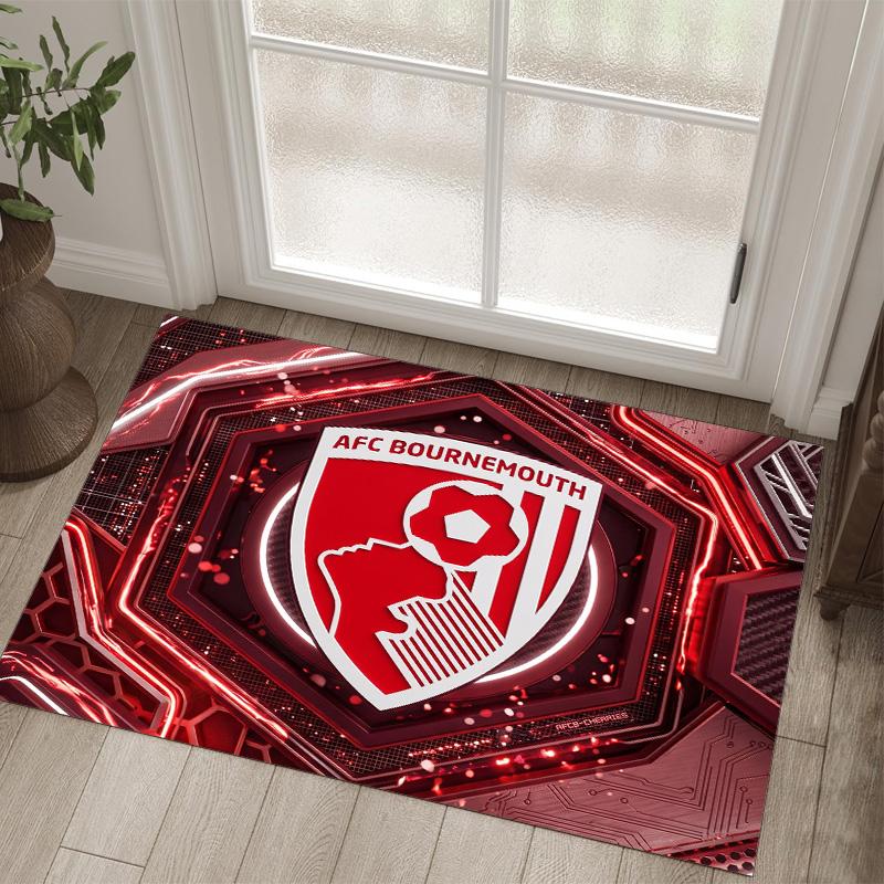 Bournemouth Football Design Crystal Velvet Carpet Cozy Non?Slip Printed Rug For Bedroom Living Room Entrance