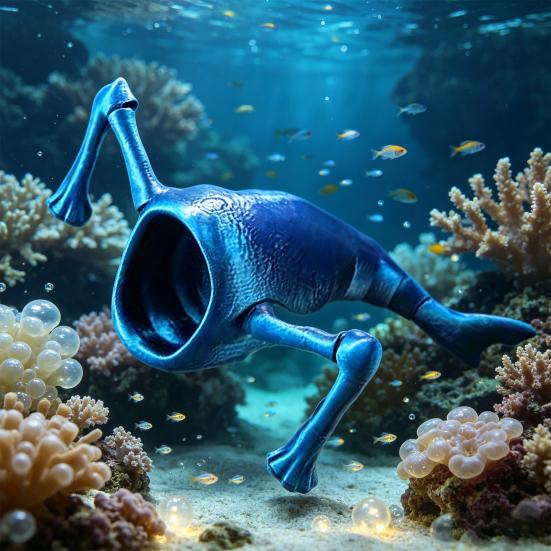 Sea Eater Statue 3D Printed Flexible Articulated Fidget Toy Deep Sea Creature Collectible Ocean Theme Desk Ornament for Stress Anxiety Relief