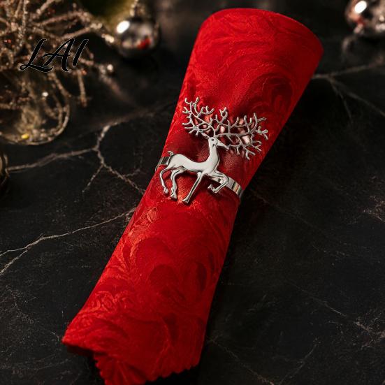 Metal Napkin Holders for Table Christmas Deer Ring Alloy Elk Holder Holiday Elegant Settings New Year Ring Winter Party Festive Dining Decoration