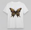 Men's Steampunk Cotton T-Shirt Butterfly Gold Gear Short Soft Tee Oversize White
