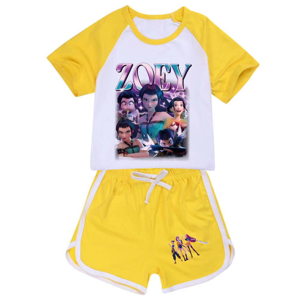5002 Детский Девочки POP Rumi Zoey Mira Принт Футболка Шорты Спорт Спортивный костюм Комплект одежды