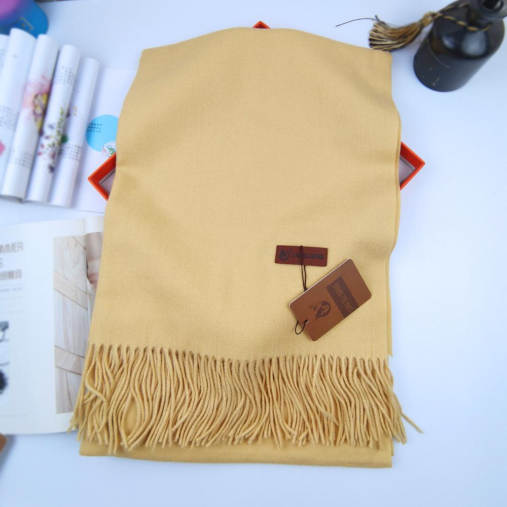 High-quality solid color cashmere scarf in Chinese red with tassels, faux wool shawl for men and women, suitable for parties and events as a gift