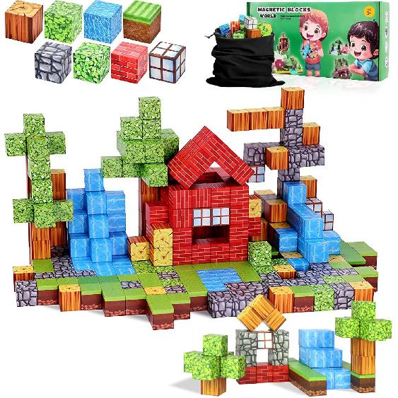 Magnetic Blocks, 100 PCS Magnetic Magic Forest Set for Boys & Girls Toys, STEM Sensory Toys for Kids Ages 3-5, 4-8, 8-12 Christmas Birthday Gifts