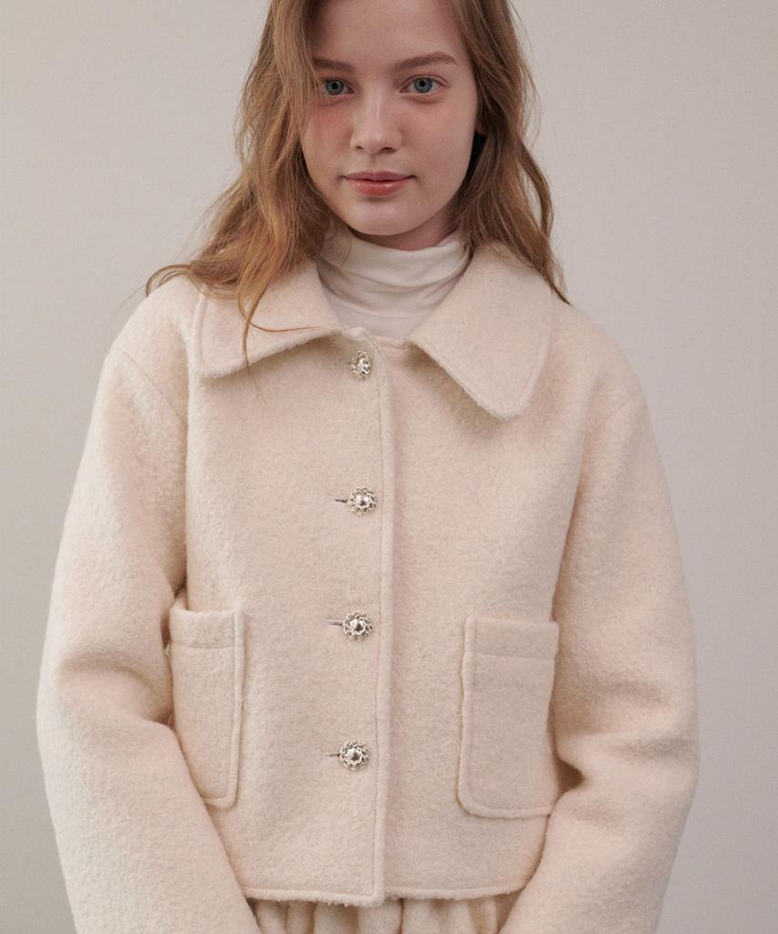Luluchou Cozy Wool Crop Jacket - Ivory
