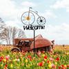Garden Stake Welcome Windmills Bicycles Flower Wind Spinner Outdoor Spinning Wheels Yard Insert Decorative Iron Stakes