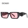 SO&EI Fashion Rectangle Sunglasses Women Retro Shades UV400 Brand Designer Colorful Leopard Men Square Purple Pink Sun Glasses