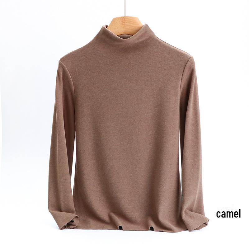 Women's High-Collar German Velvet Long-Sleeve Top: Slim Fit, Heat-Generating, Hyaluronic Acid-Enhanced, Perfect for Autumn and Winter.