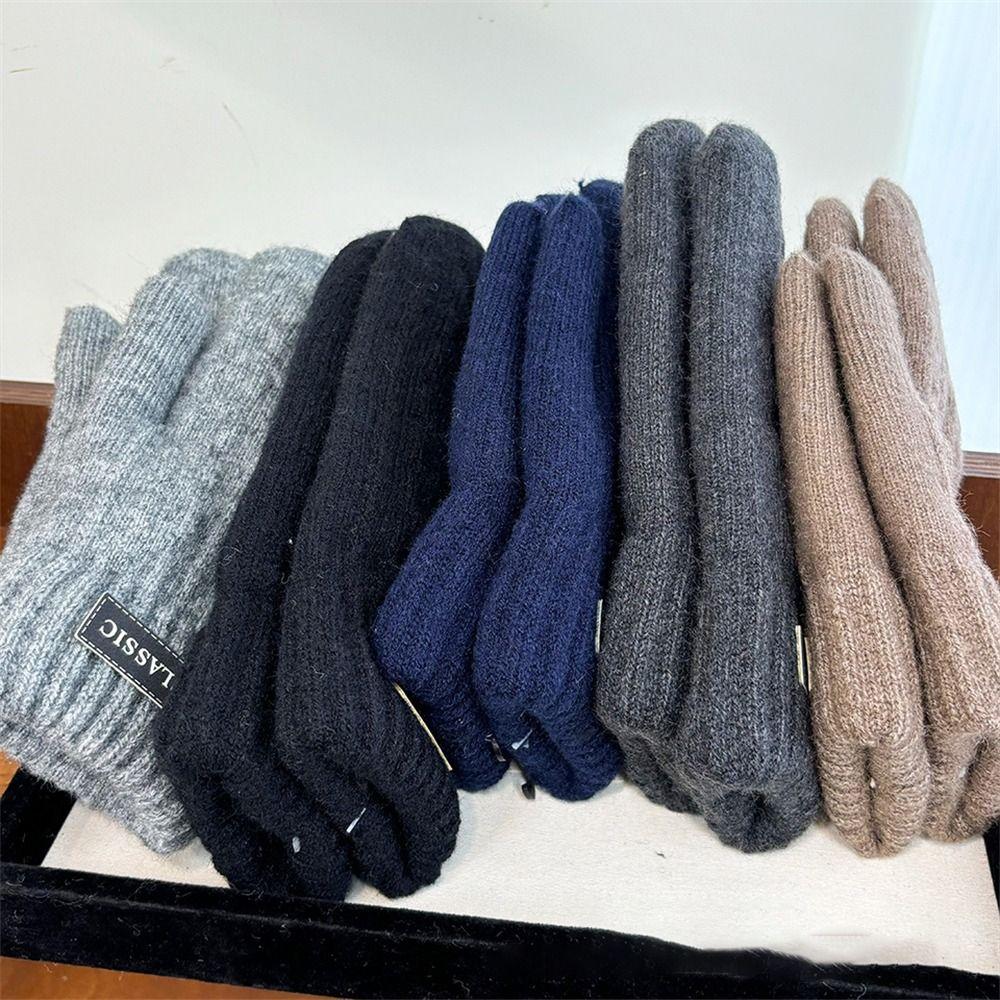 Ветрозащитные трикотажные перчатки, утепленные перчатки со всеми пальцами, повседневные теплые перчатки для осени и зимы