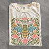 Honey Bee T-Shirt, Folk Art Nature Tee, Floral Bee Graphic, Garden Pollinator Gift, Cottagecore Wildlife Shirt, Comfort Colors Shirt