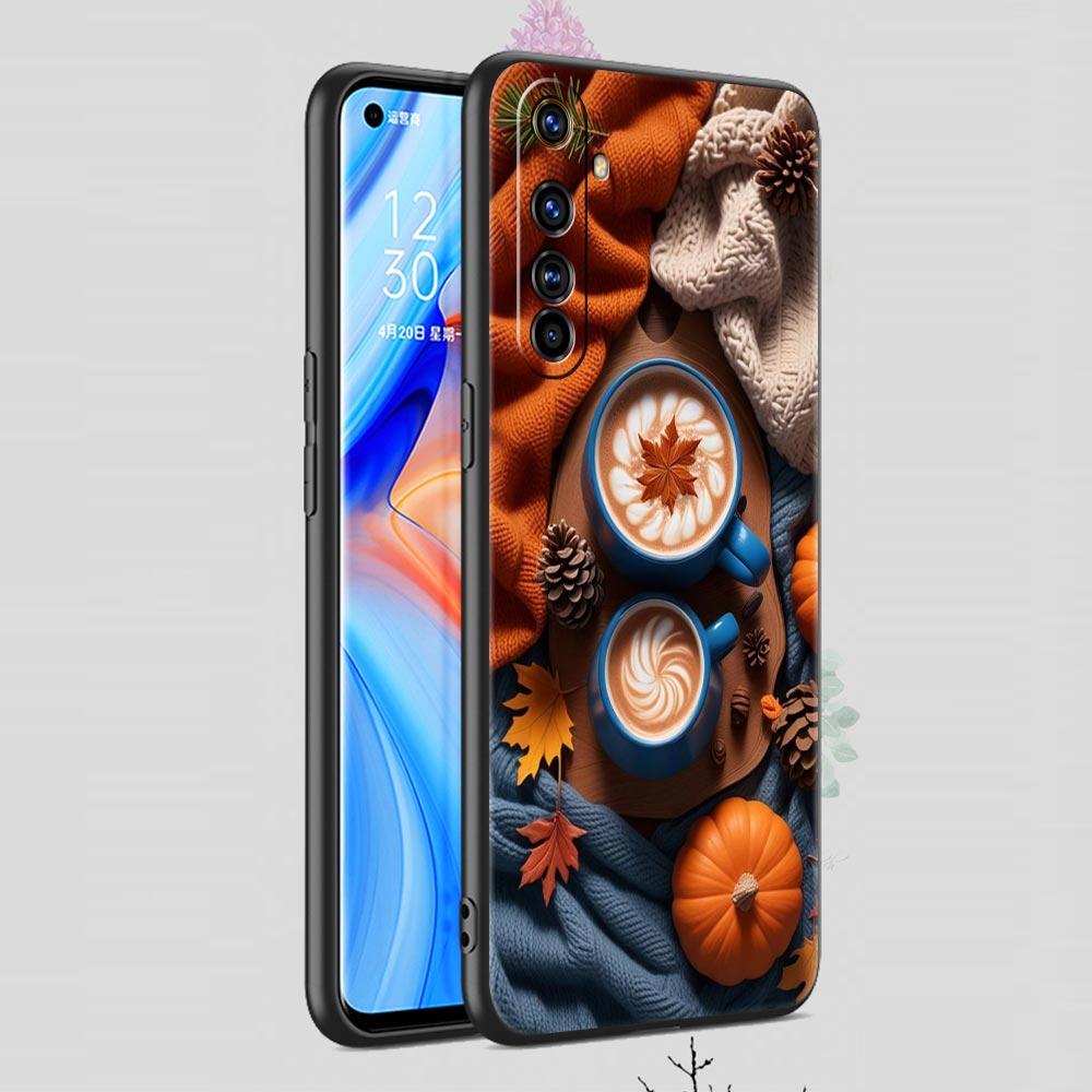 Кофейный чехол с тыквой и осенними листьями для Realme C67 C63 C55 C53 C35 C25 C21 GT 2 3 5 6 10 11 12 13 Pro Plus 5G Мягкий чехол из ТПУ для телефона