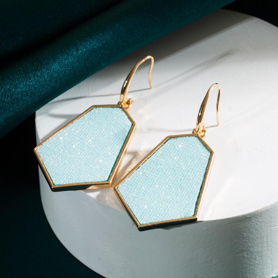 Exaggerated Super Flash Leather Earrings Rhombus Alloy Fashion Graceful