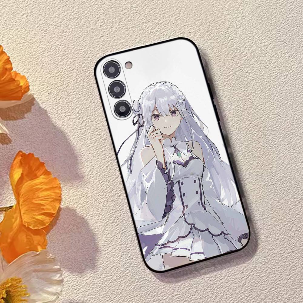 Аниме Милая Девочка RE:Чехол для телефона Zero Emilia для Samsung Galaxy A73, A72, A71, A70, A53, A52, A51, Мягкий силиконовый черный чехол