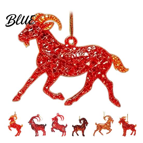 Holiday Ornament for Family Goat Christmas Tree Hanging Ornaments, Decorative 2D Flat Acrylic Festive Winter Pendant Party Home Decor, Lightweight