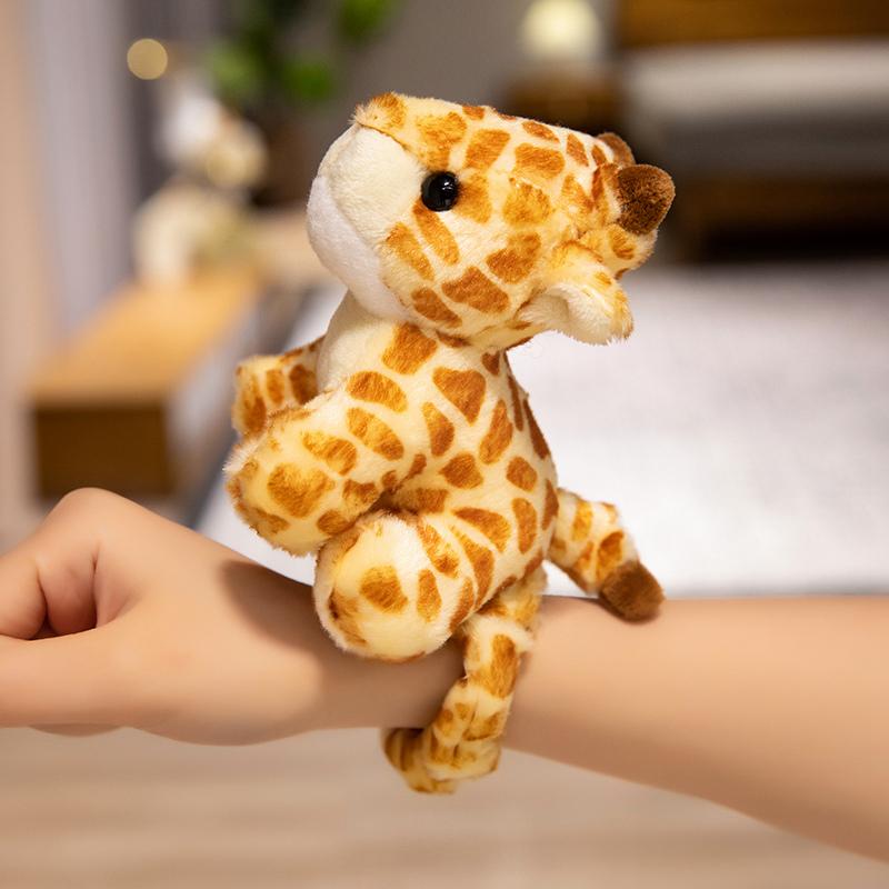 Stuffed Animal Panda Giraffe Leopard Tiger Elephant Slap Bracelet for Kid Hand Ring Wristband Soft Plush Wrist Creative Toy Gift
