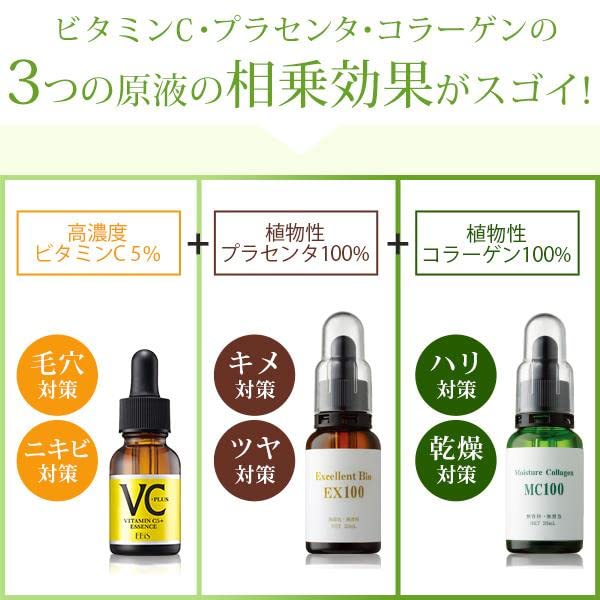 EBiS неразбавленный раствор набор плацента витамин C5 PLUS неразбавленная косметика сделано в Японии 3-х предметный (коллаген 33мл, 33мл, + 20мл)