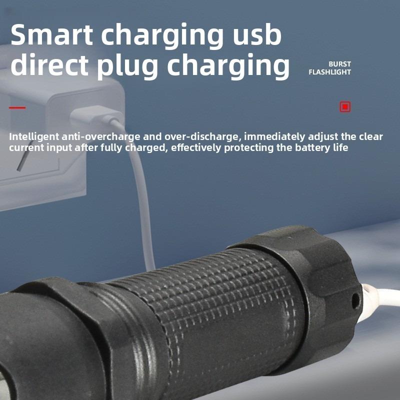 Мини-фонарик портативный для улицы - Сверхъяркий, перезаряжаемый по USB, долговечный для дома, кемпинга и чрезвычайных ситуаций
