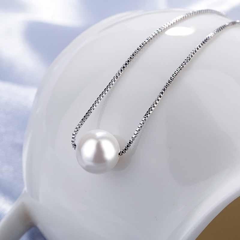 Simple Artificial Pearl Pendant Necklace Earrings Jewelry Set  For Women