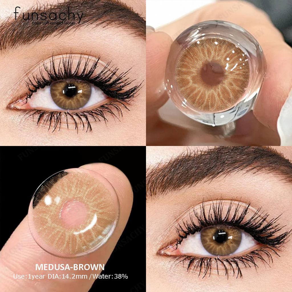 Контактные линзы FUNSACHY 1Pair, натуральные цветные линзы для глаз, цветные контактные линзы для глаз, косметические мягкие линзы для глаз, для учащихся ...