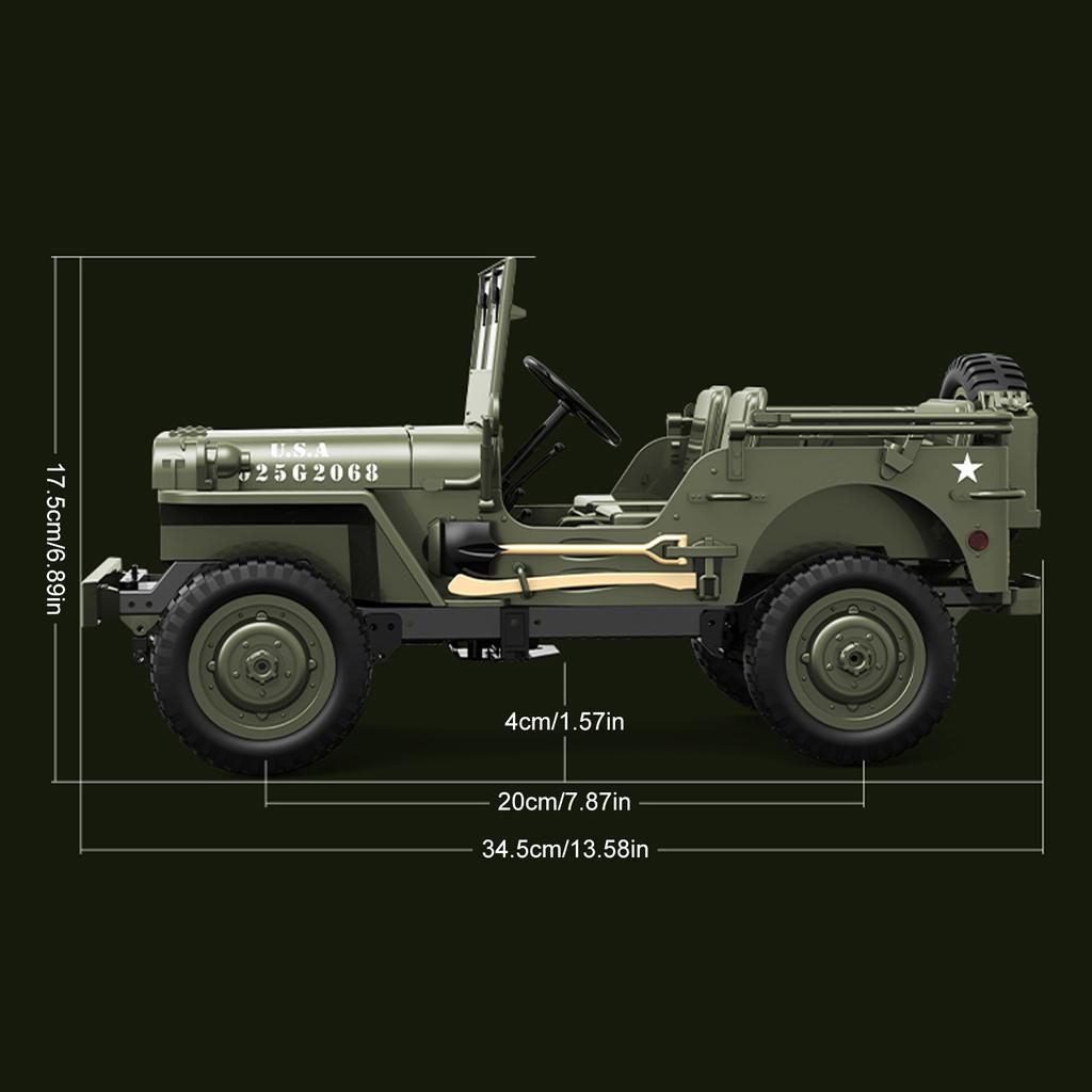 Remote Control Car, 2.4Ghz 4WD Off Road Rock Crawler Vehicle with Lights Canvas Cover, 1:10 All