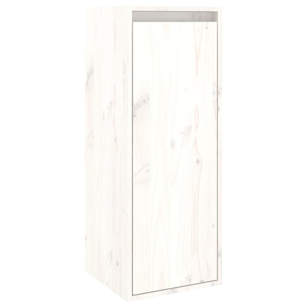 TV Cabinets Set of 2 White Solid Pine Wood