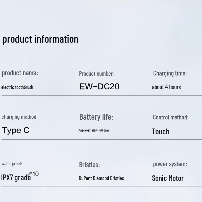 Panasonic EW-DC20-K Electric Toothbrush CN plug (adapter included)