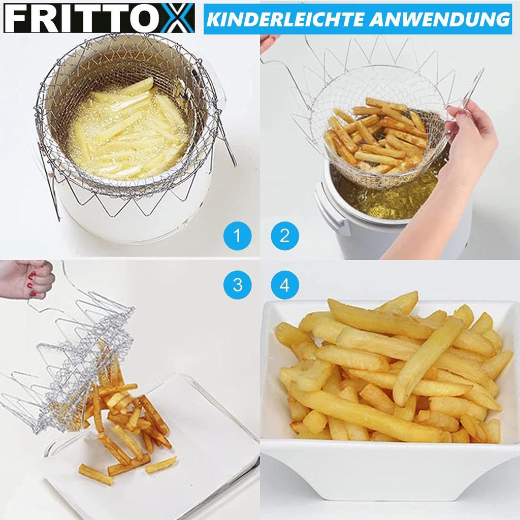 FRITTOX Корзина для фритюра Нержавеющая сталь Кастрюля Фильтрующее сито Складной Сито Корзинка для фритюра