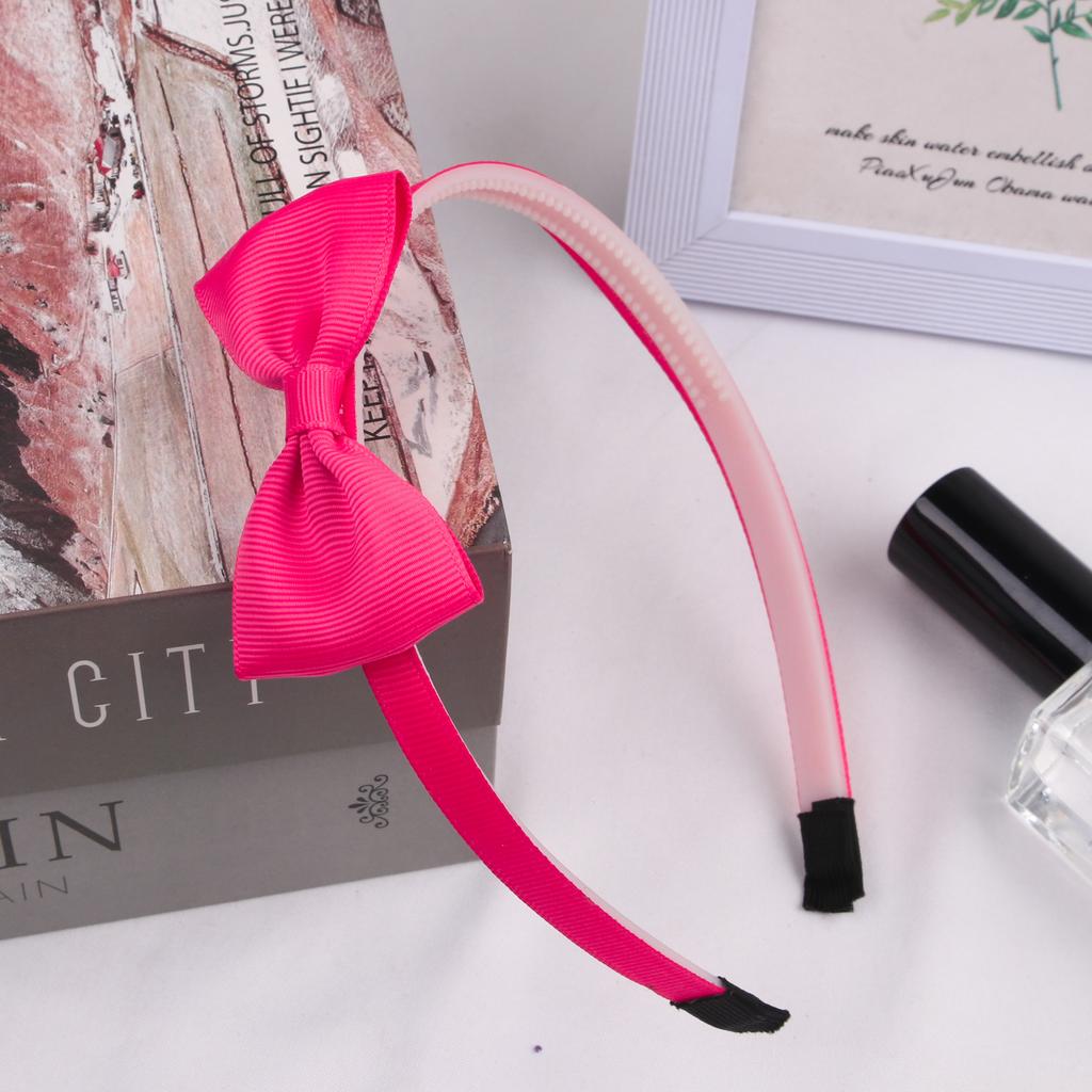 1PC Grosgrain Ribbon Hair Bows Headbands Girls Plastic Hairbands 3inch Bows Headband Children Kids Fashion Hair Aceessories