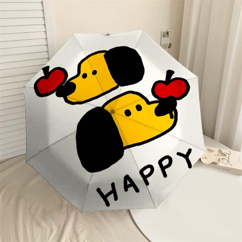 1PC Dog Happy Umbrella-8-Rib Reinforced Portable Folding Travel Suitable for All Seasons Outdoor Daily Use-J346