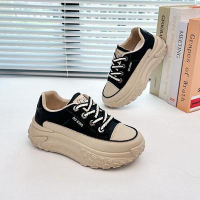 Ins корейская версия новой женской обуви для пап 2025 года, весна, студенческая спортивная обувь для бега на толстой подошве, увеличивающая рост, повседневная обувь для женщин HY906