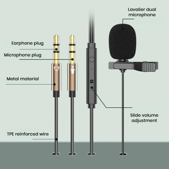 Проводные наушники с микрофоном, двойной штекер 3,5 мм, полувкладыши, шумоподавление, управление линией, запись потоковой передачи в реальном времени, игровые наушники-вкладыши