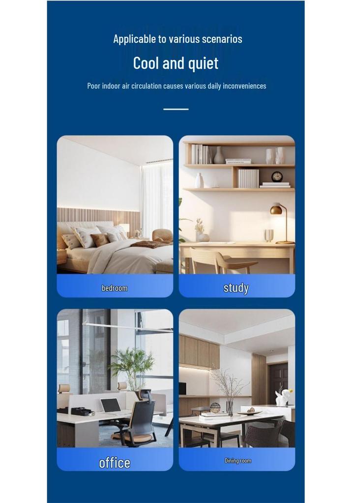 Three-Blade Ultra-Quiet Fan with Strong Wind, Stepless Adjustment, Three-Pin Plug—for Home, Kitchen, and Bedroom (Model SY55).