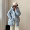 Осенне-зимняя пуховая куртка с наполнителем, женская дутая куртка средней длины с капюшоном, свободного кроя, толстая и теплая
