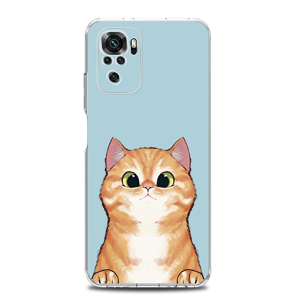 Милый котенок Мультяшный прозрачный чехол для телефона Xiaomi Redmi Note 12 5G 9S 9 8 10 11 Pro+ 9T 8T 10C 9C 9A 7 Pro Мягкая задняя крышка из ТПУ