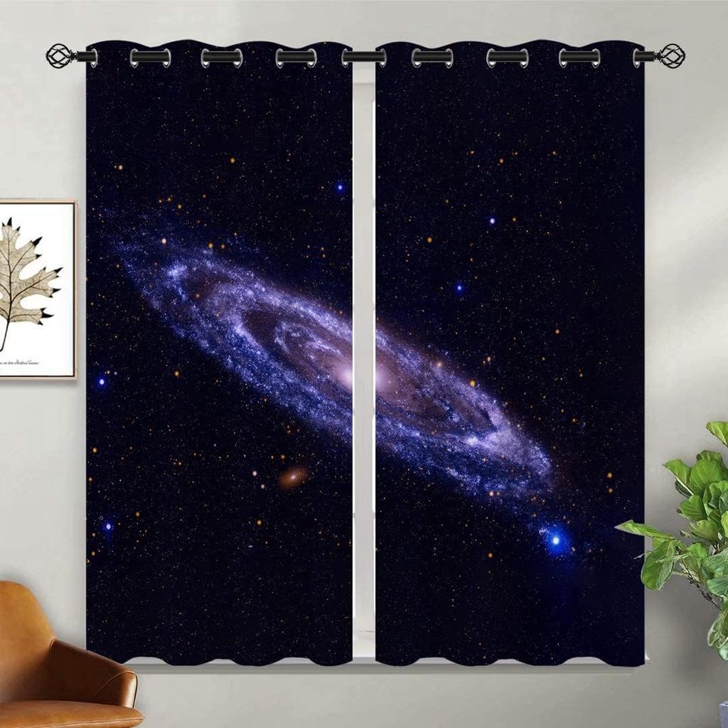 Галактические полузатемняющие шторы для девочек, мальчиков, детей, домашний декор, галактическая вселенная, психоделический Млечный путь, люверсы, термоизоляция