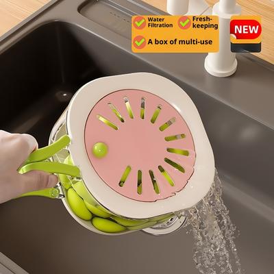 Многофункциональная складная ручка Кухонная корзина для слива Воронка для мытья фруктов и овощей Корзина для хранения Свежий контейнер для хранения в холодильнике Таз для фильтрации воды