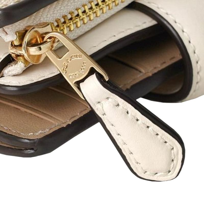Coach Кошелек на молнии сбоку 13 Classic Monogram Цветочный принт Холст и кожа Средний женский кошелек Светло-хаки CH480-IMOT4