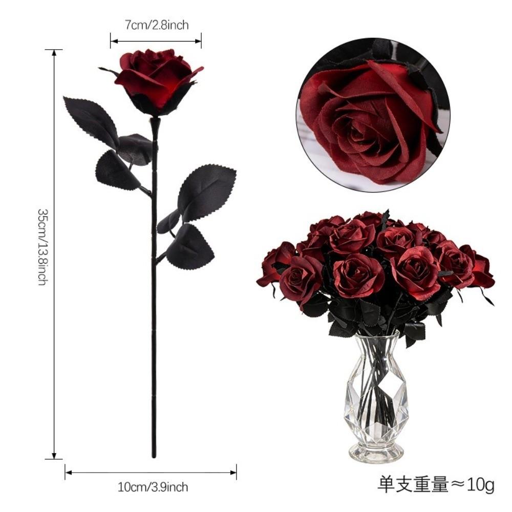 Black and White Roses Cemetery Roses Long Stem with Leaves Black Bouquet