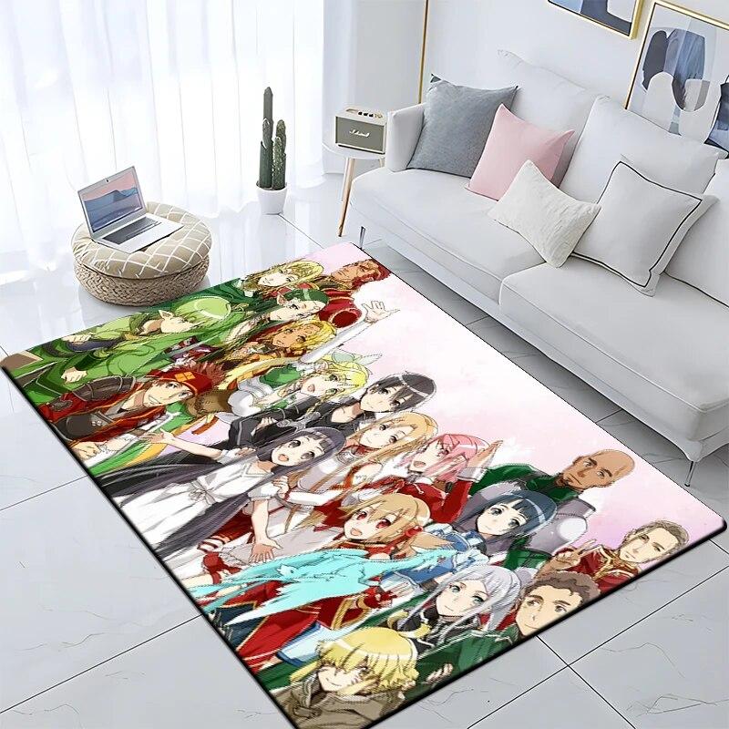 Hot Anime SAO Sword Art Online Modern House Living Room Floor Matte Bedroom Carpet Poster Mat Pattern Decorative Square Rug Gift