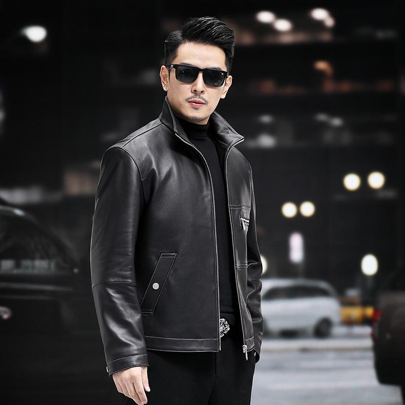 Новые осенние и зимние куртки из натуральной кожи, мужские куртки из овчины, кожаные куртки для мотоциклистов, деловая мужская одежда