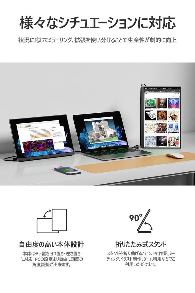 Mobile Monitor EHOMEWEI Organic EL Touch Panel Inch FHD 1920x1080 Touch Pen Compatible Compatible Glossy Pen Tab Thin 5mm Gaming Blue Light Cut