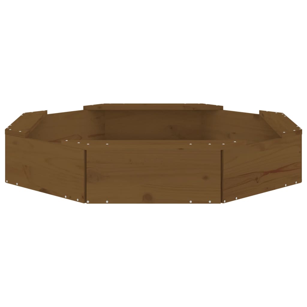 Octagonal Sandpit with Seats Honey Brown Solid Pine Wood