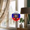 2pcs Victory Day In Russia Wooden Sign with Golden Double Headed Eagle Pattern, Round Sign for Front Door, Wall Decor, Ideal Gift for Friend & Family